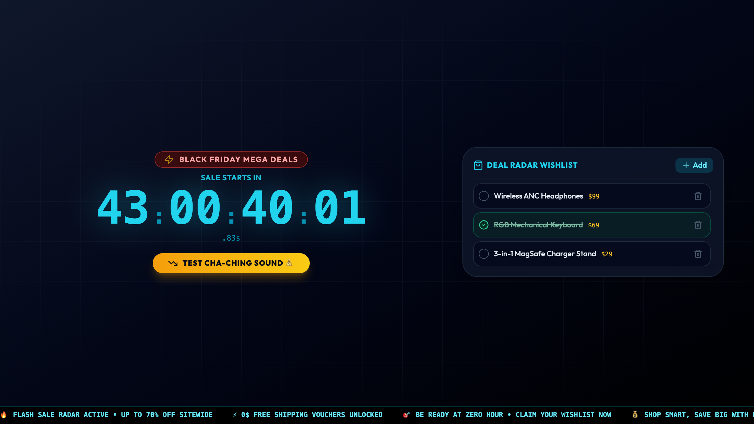 Modern desk workspace with an upcycled smartphone operating as a glowing Black Friday deal radar countdown clock