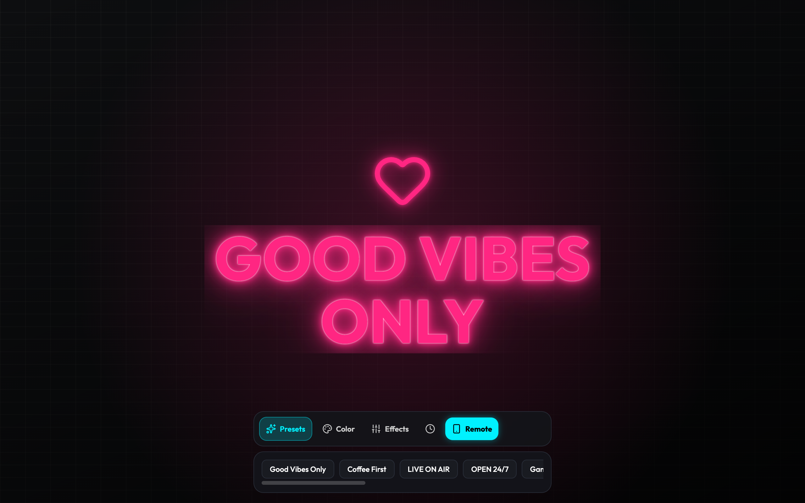 GlowBoard Neon Customization Toolbar