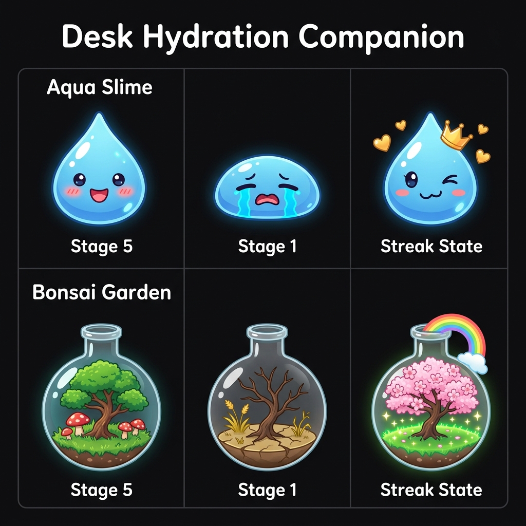 Cute aesthetic desktop water intake reminder mockup
